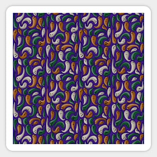 Colorful Floating Ghosts - Halloween Pattern - Dark Colors Sticker